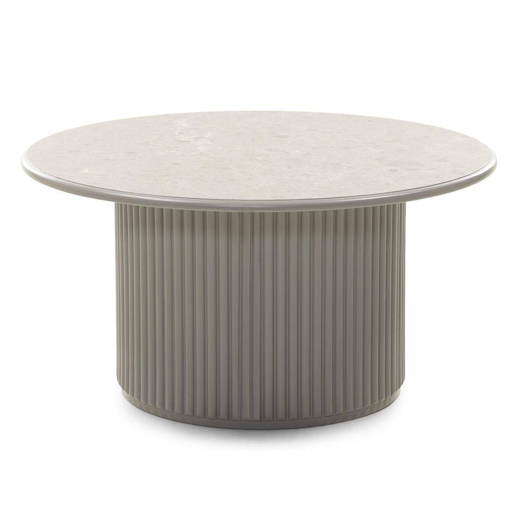 Runder Couchtisch ASTI 80 cm, grau, Marmor-Optik