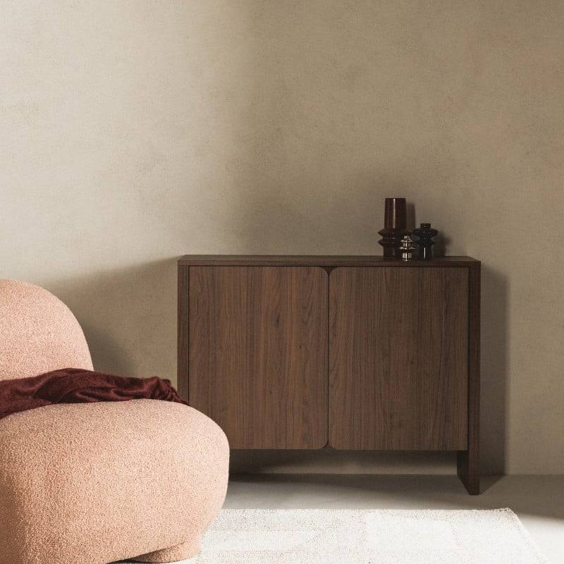 Kommode OKU 2-türig Nussbaum Villa, abgerundete Fronten