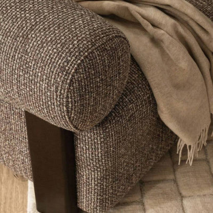 Poltrona lounge MARBELLO, forme arrotondate, marrone-crema/noce
