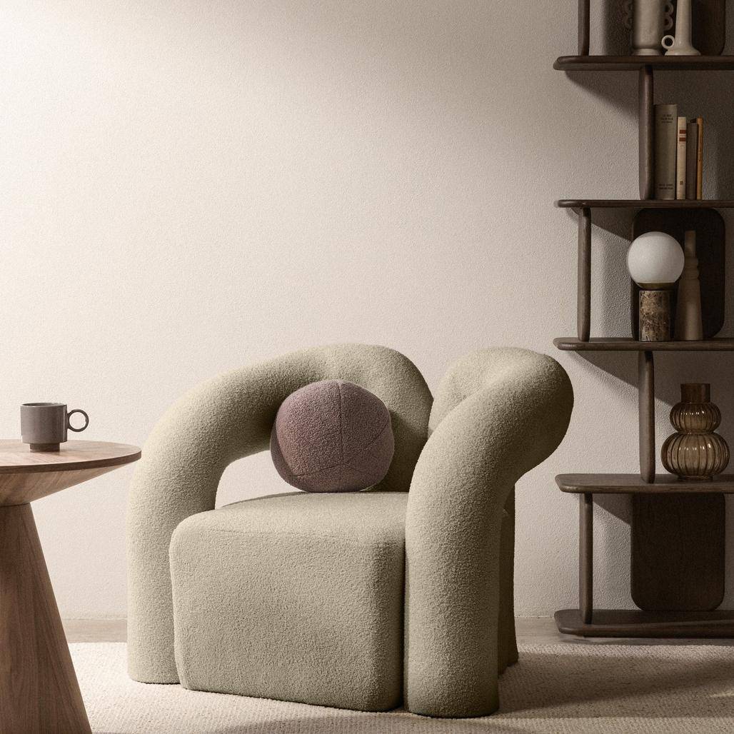 Poltrona imbottita SELLEL, marrone, bouclé
