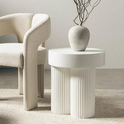 Tavolino RIGATO 45 cm, tondo, bianco, rigato