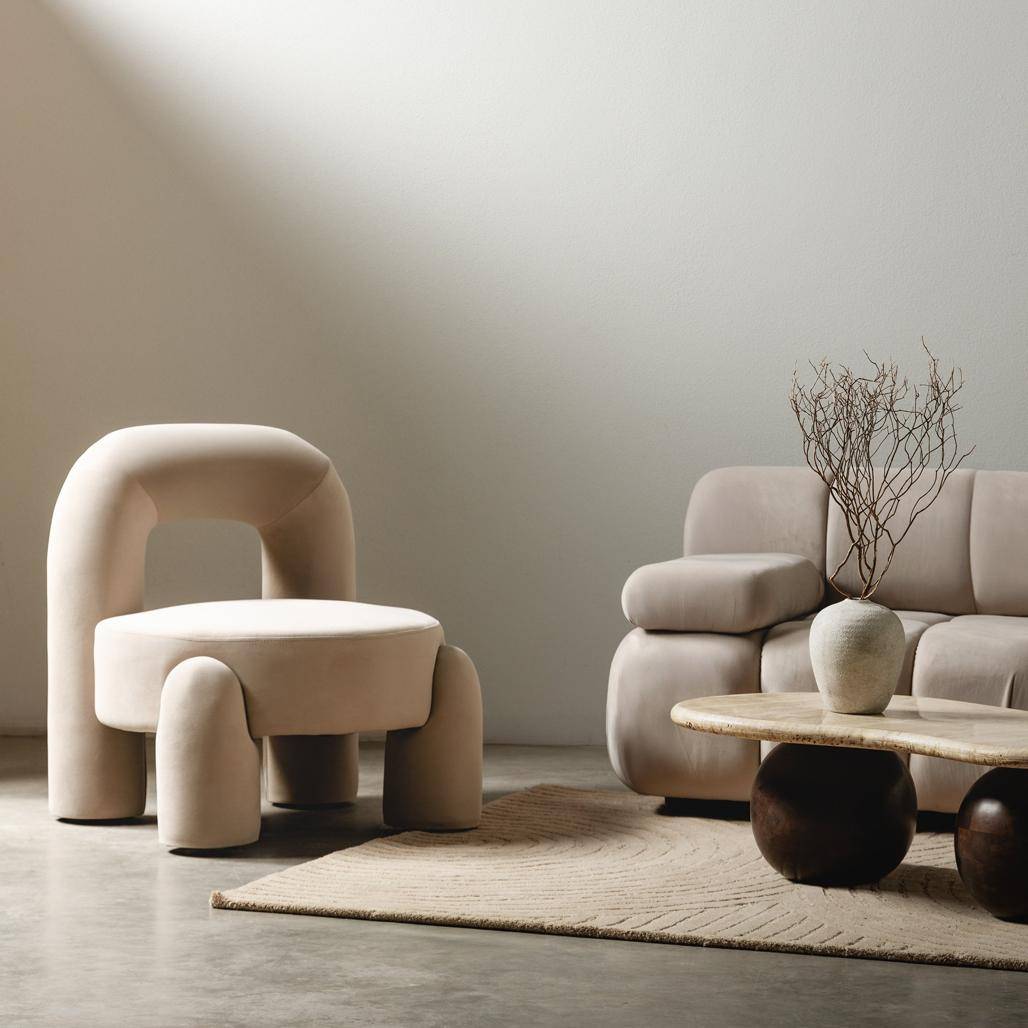 Loungesessel LUCCA hellbeige Samt