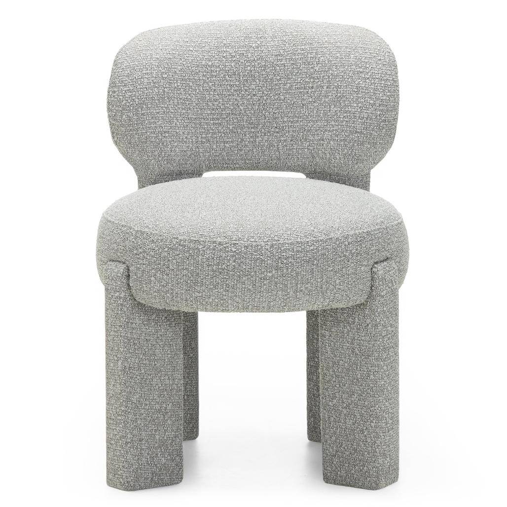Sedia imbottita SAMMA, grigio, bouclé, forme arrotondate