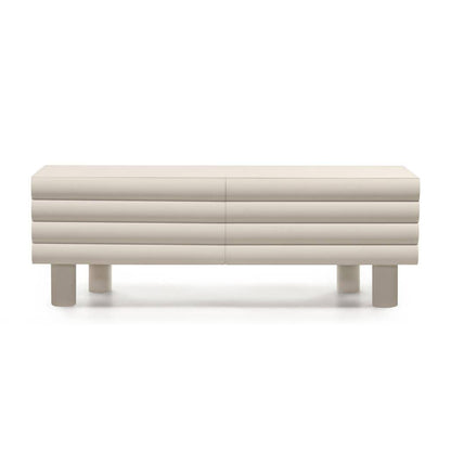 Mobile TV LUEL, righe decorative, beige, forme arrotondate
