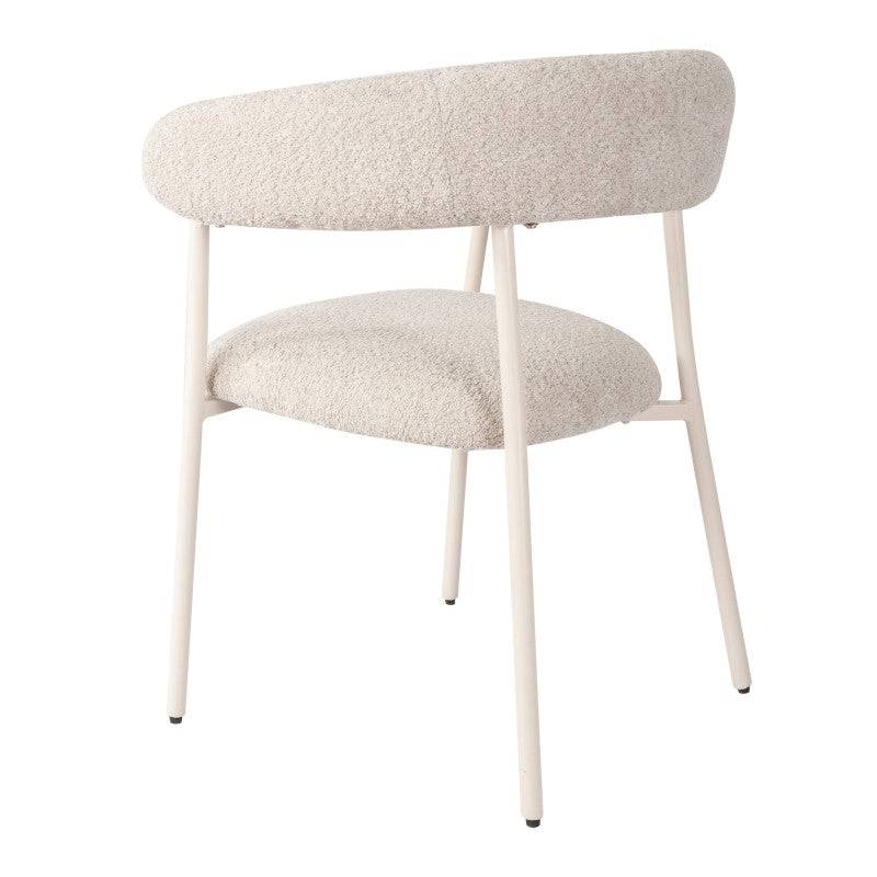 Stuhl MALUA, beige gepolstert, mit weißen Beinen