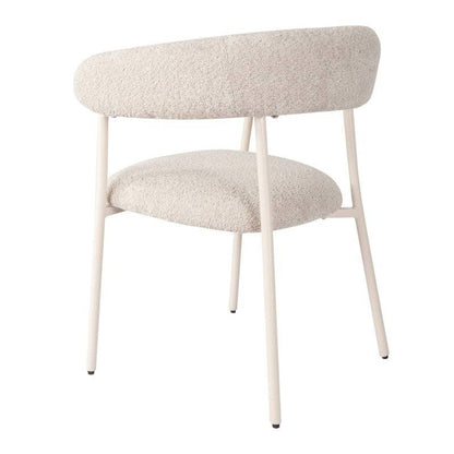 Stuhl MALUA, beige gepolstert, mit weißen Beinen