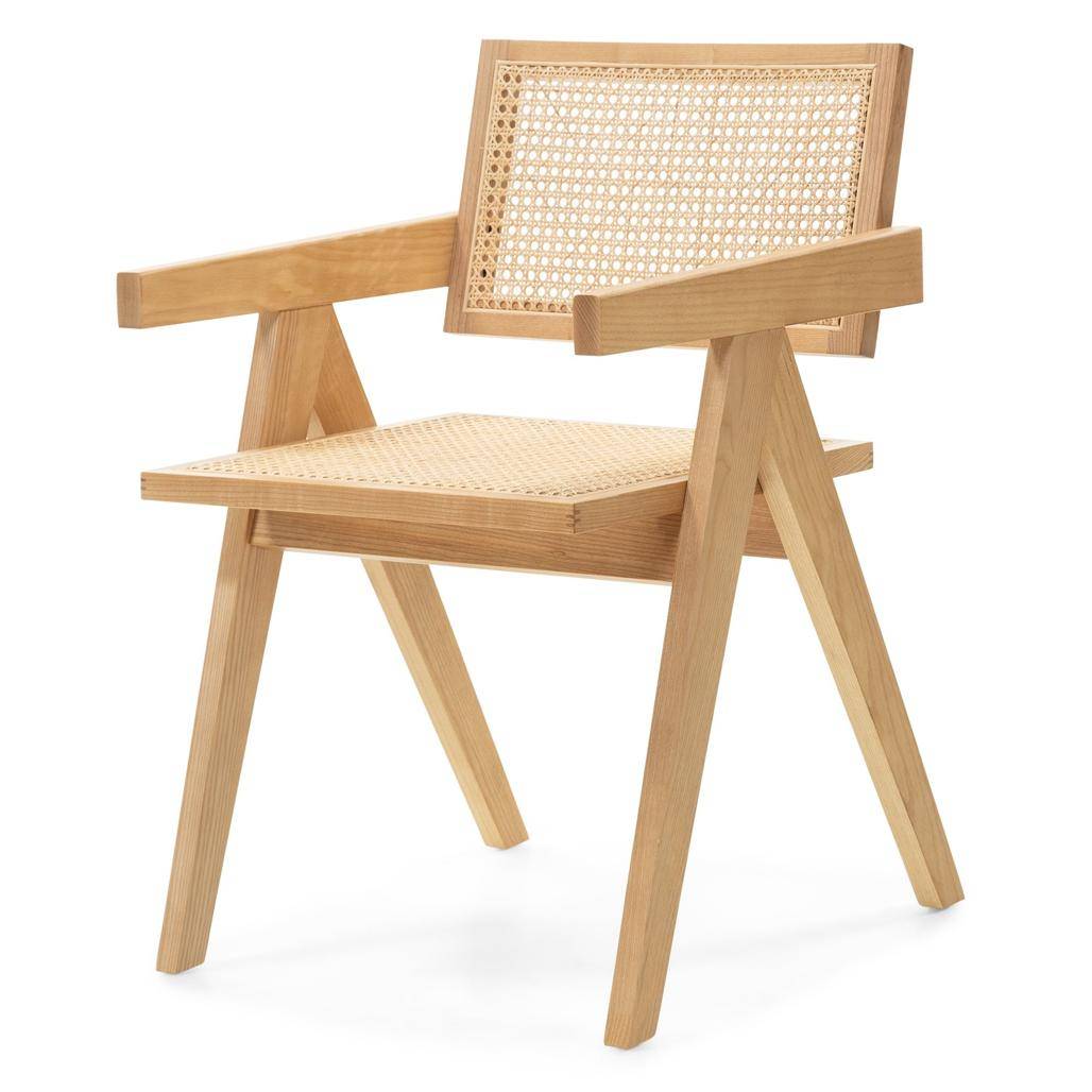 Sedia RENE in legno con intreccio viennese, rattan naturale