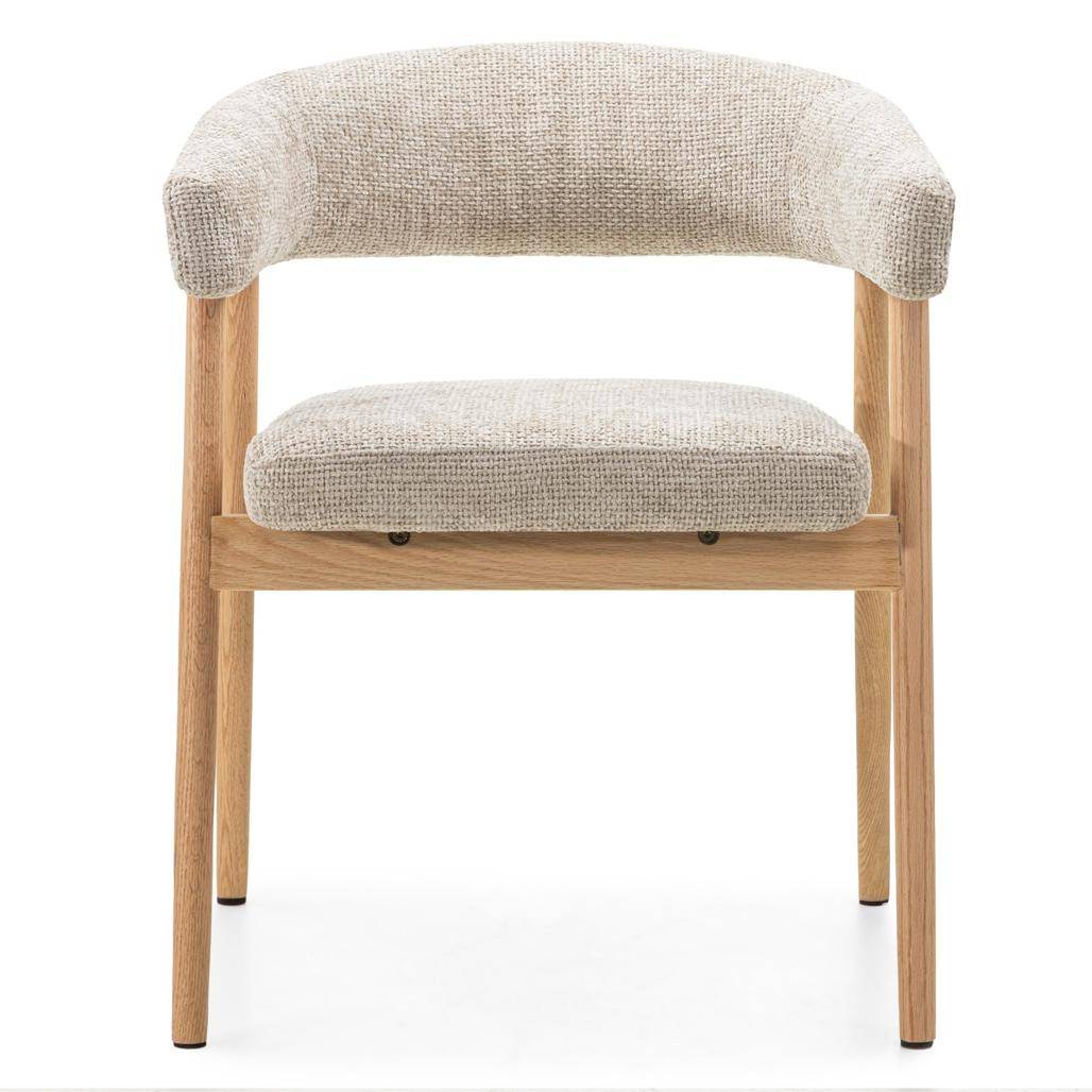Gepolsterter Stuhl MUE, Beige/Eiche