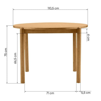 Tavolo OKO rotondo 110,5 cm, legno naturale