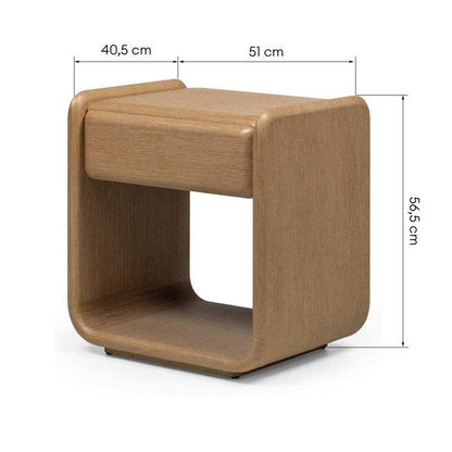 Comodino OXN con cassetto, rovere naturale