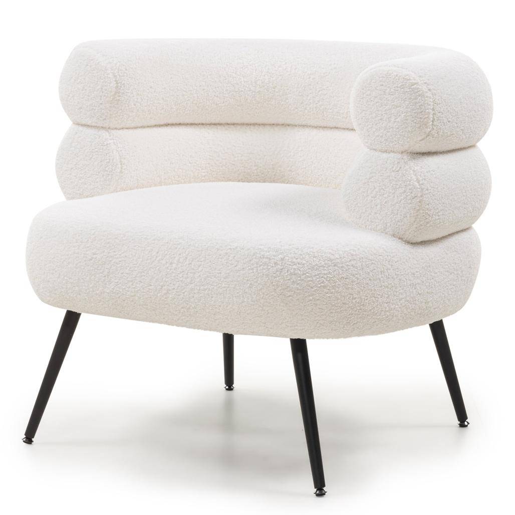 Poltrona MAGNIFIQUE avorio, forme arrotondate, gambe nere