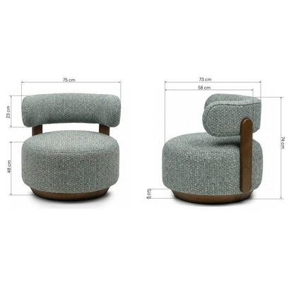 Lounge-Sessel MARABELL, abgerundete Formen, blau-beige/Nussbaum