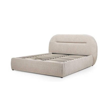 Letto imbottito MALANEL 160x200 cm, beige chiaro, arrotondato