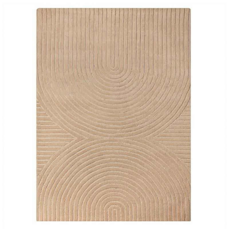 Rechteckiger Teppich MORO, Wolle, dunkelbeige