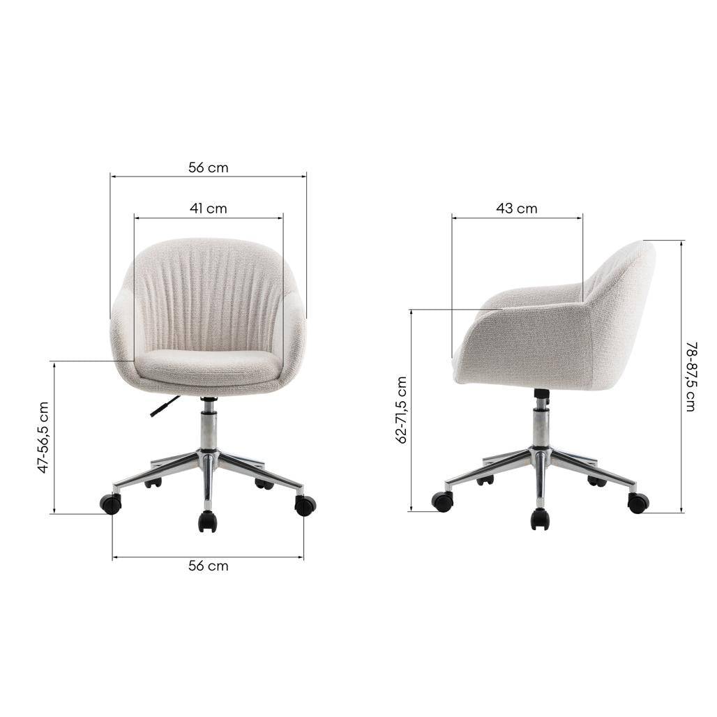 Sedia girevole OTELLO, crema, gambe cromate