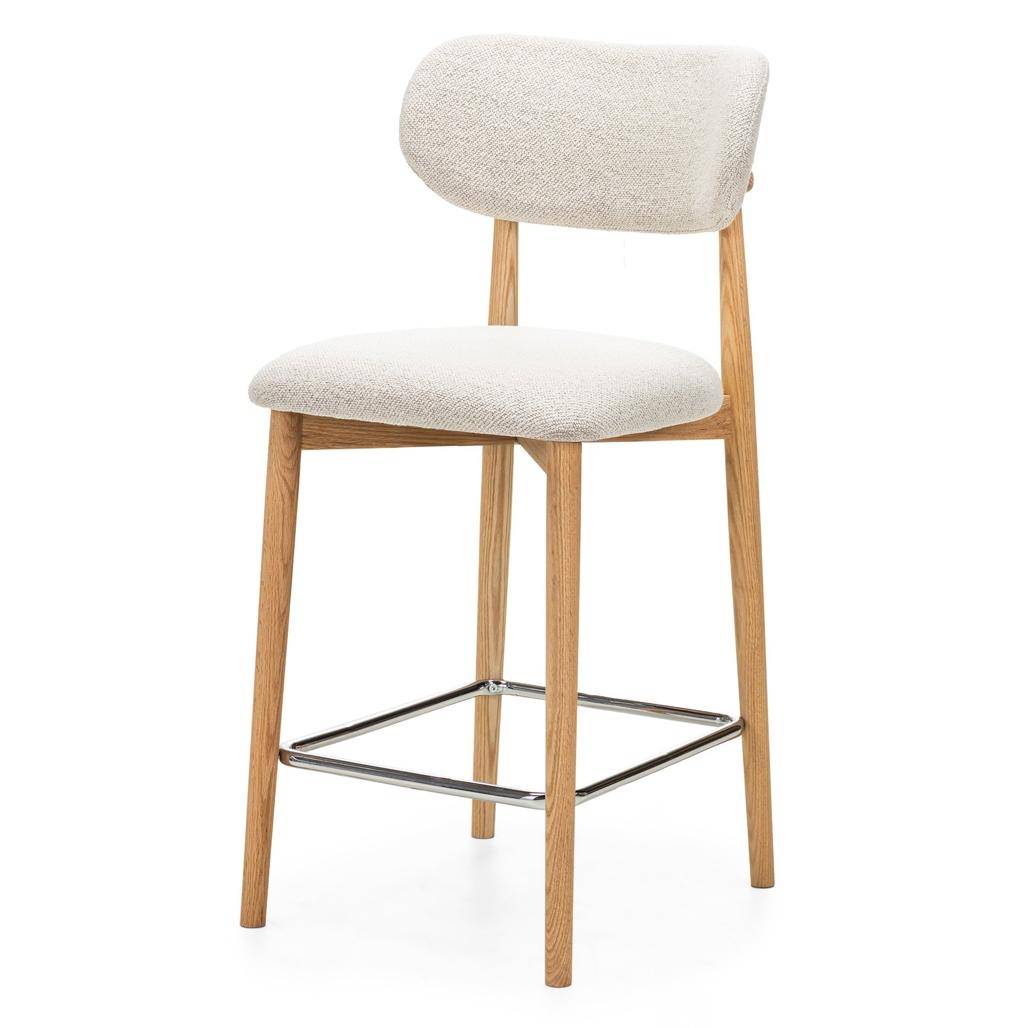 Hocker MIA, cremefarben, Eiche