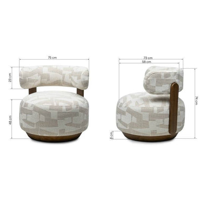 Sessel MARABELL, abgerundete Formen, beige/creme, Nussbaum