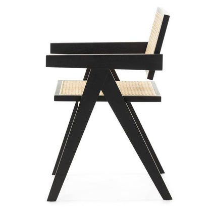 Sedia in legno RENE, intreccia viennese, nero