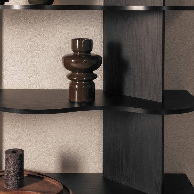 Scaffale RHIO alto nero con bordi ondulati
