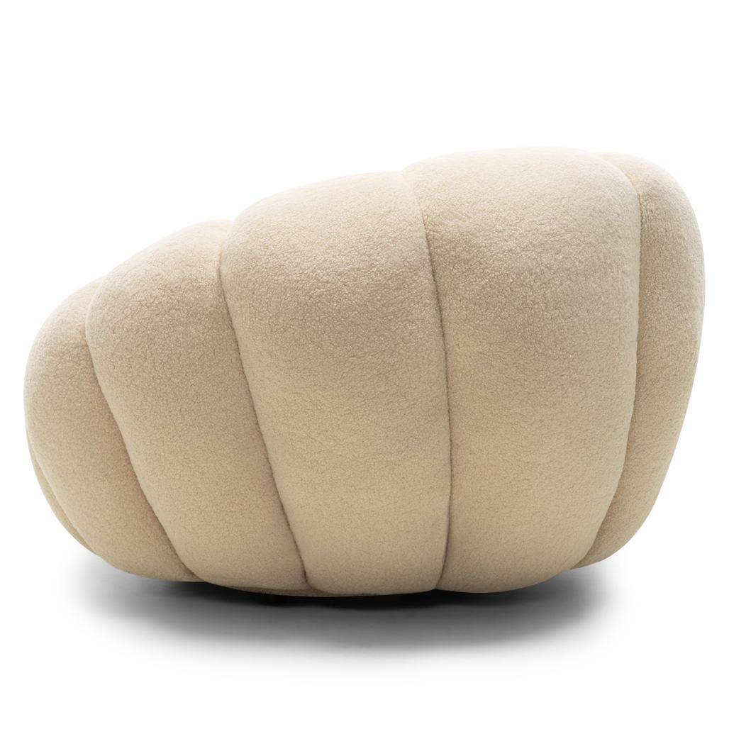 Poltrona girevole LOEL beige, bouclé, forme arrotondate