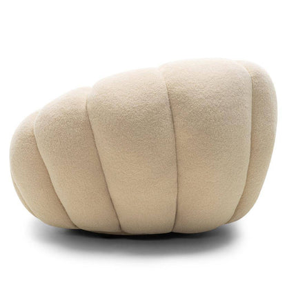 Poltrona girevole LOEL beige, bouclé, forme arrotondate
