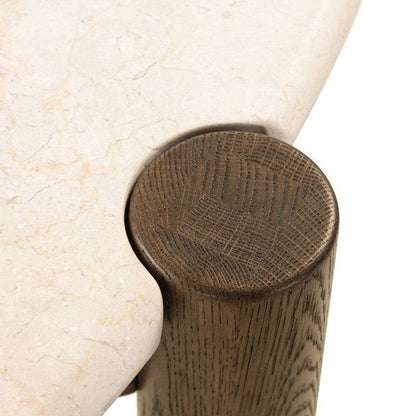 Tavolo da pranzo MOCHA 150 cm, rotondo, quercia moka/marmo