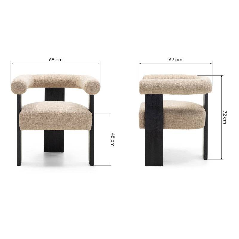 Sedia imbottita MARGARET Beige/Nero