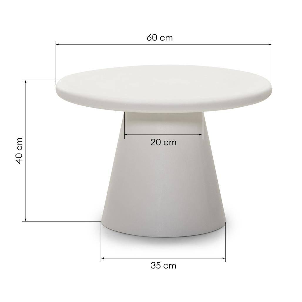Tavolino da caffè METRE 60 cm, rotondo, ecru, microcemento