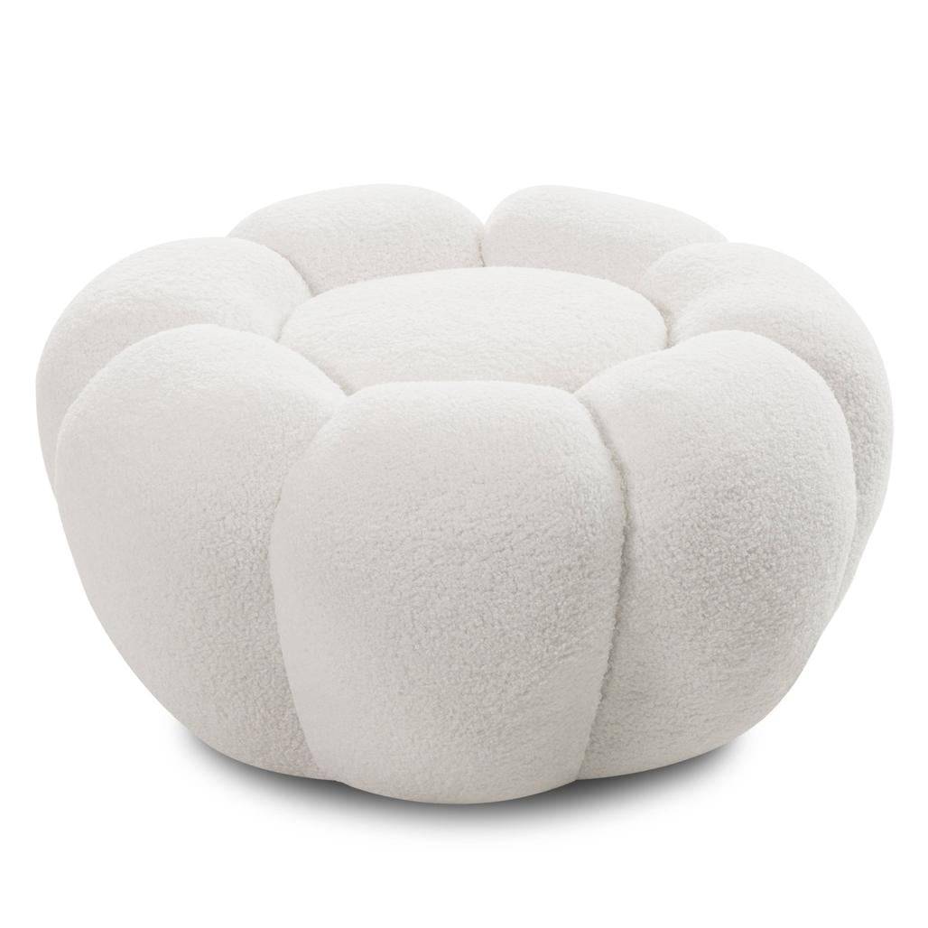 Pouf PERLE, Bianco Bouclé, Forme Arrotondate