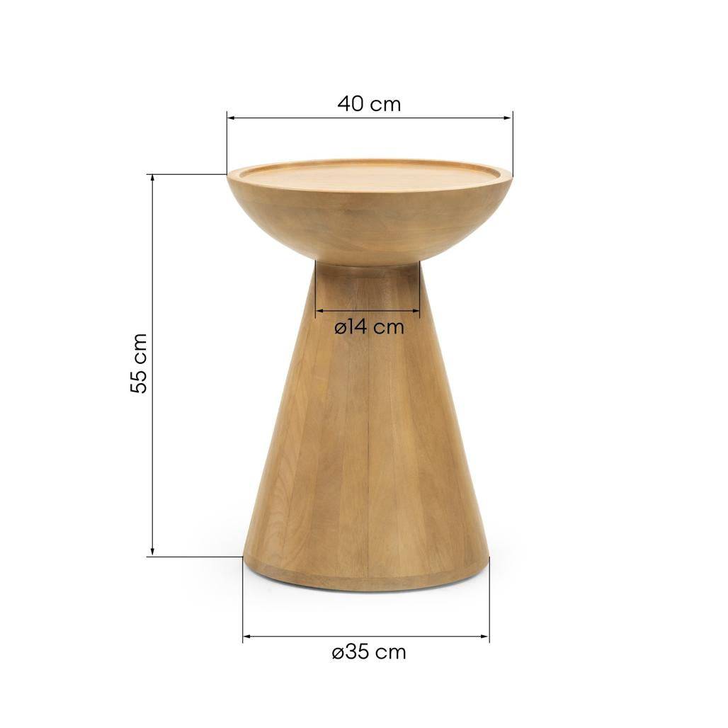 Tavolino Laterale TURI Legno Mango Rotondo 40 cm