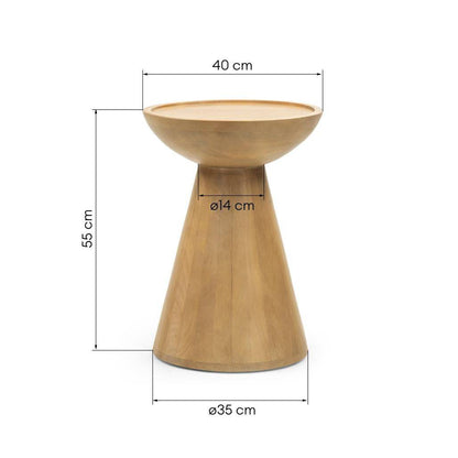 Tavolino Laterale TURI Legno Mango Rotondo 40 cm