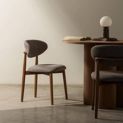 Sedia rivestita MIA, grigio scuro/noce