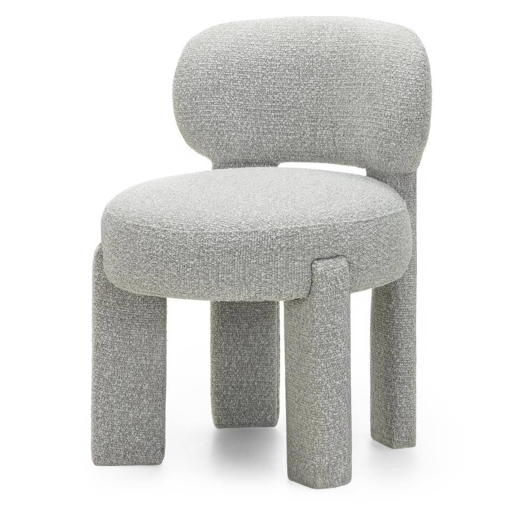 Sedia imbottita SAMMA, grigio, bouclé, forme arrotondate