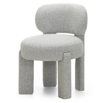 Sedia imbottita SAMMA, grigio, bouclé, forme arrotondate