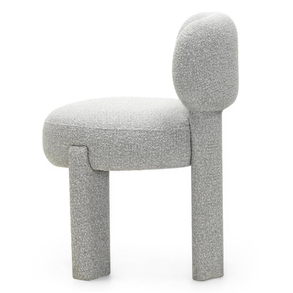 Sedia imbottita SAMMA, grigio, bouclé, forme arrotondate