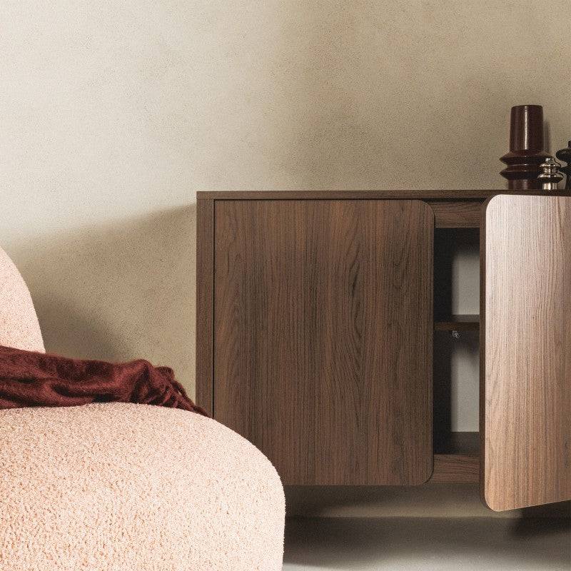 Kommode OKU 2-türig Nussbaum Villa, abgerundete Fronten
