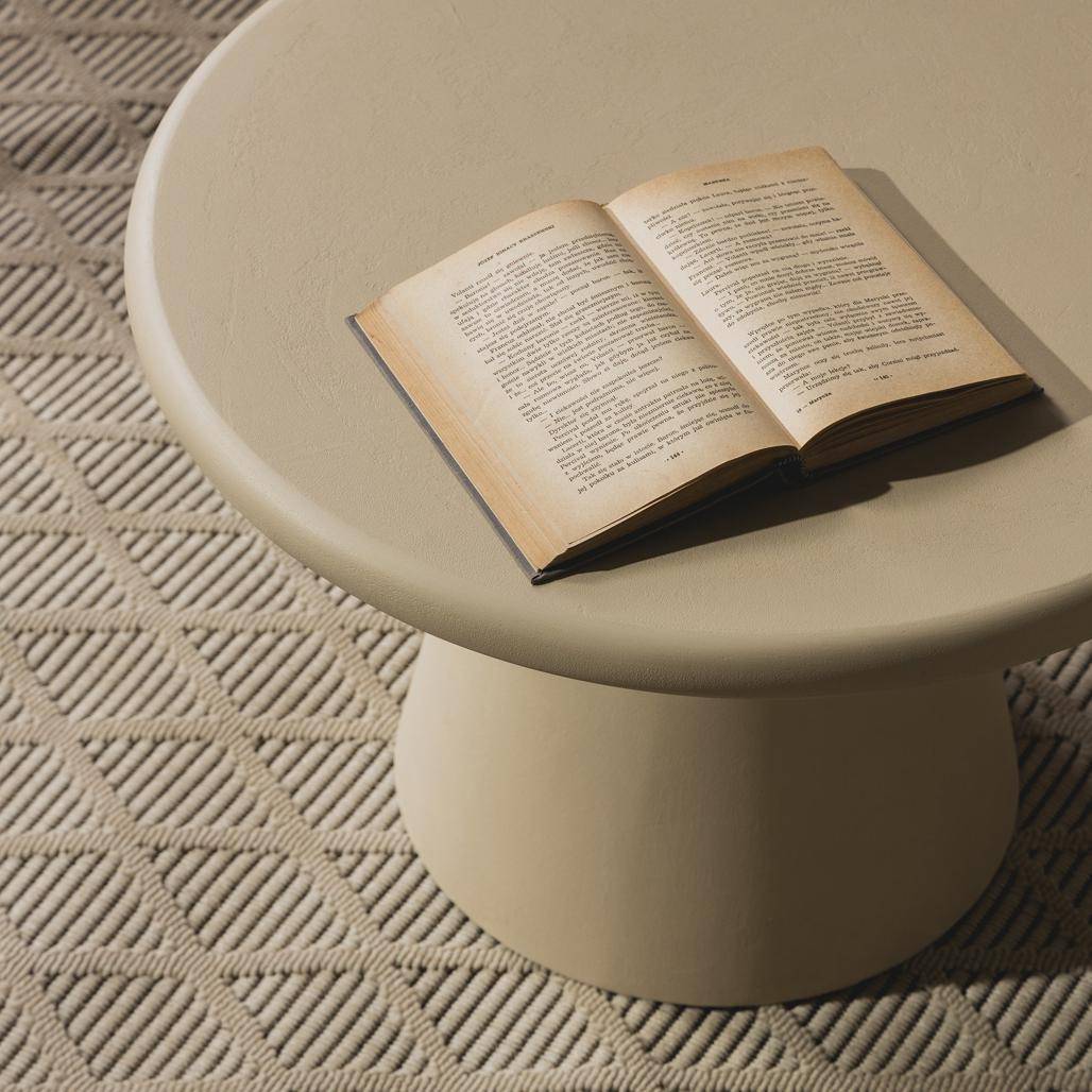 Tavolino da caffè MESTRE 60 cm, rotondo, beige, microcemento