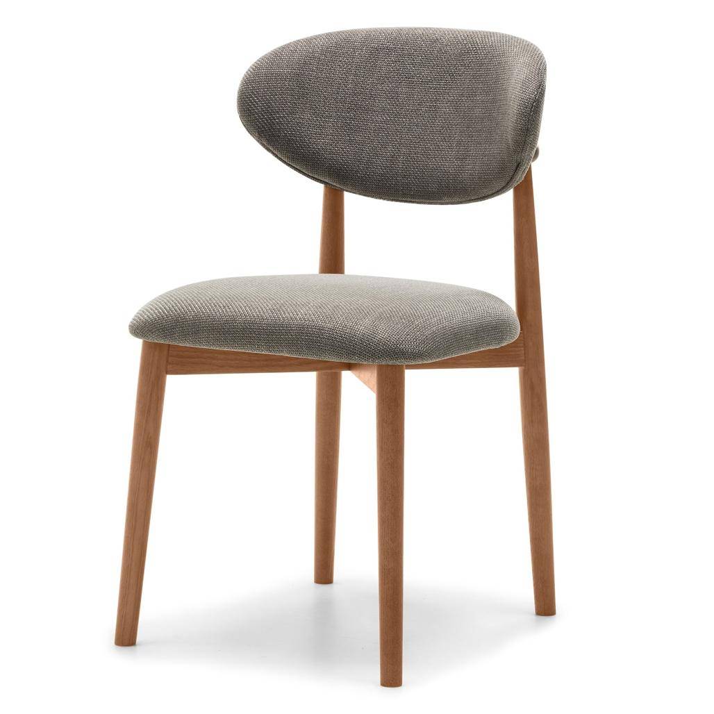 Sedia rivestita MIA, grigio scuro/noce