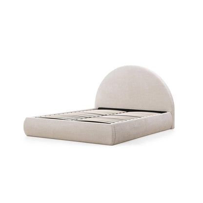 Polsterbett MIMIQ 140x200 cm Beige mit abgerundetem Kopfteil