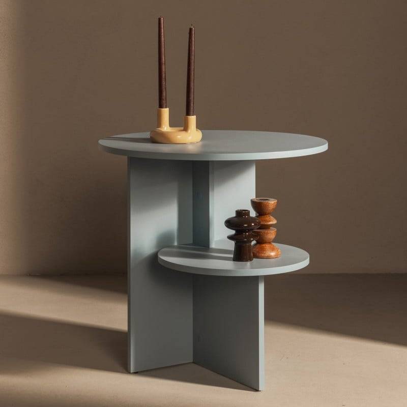 Tavolino ESO rotondo, blu gesso