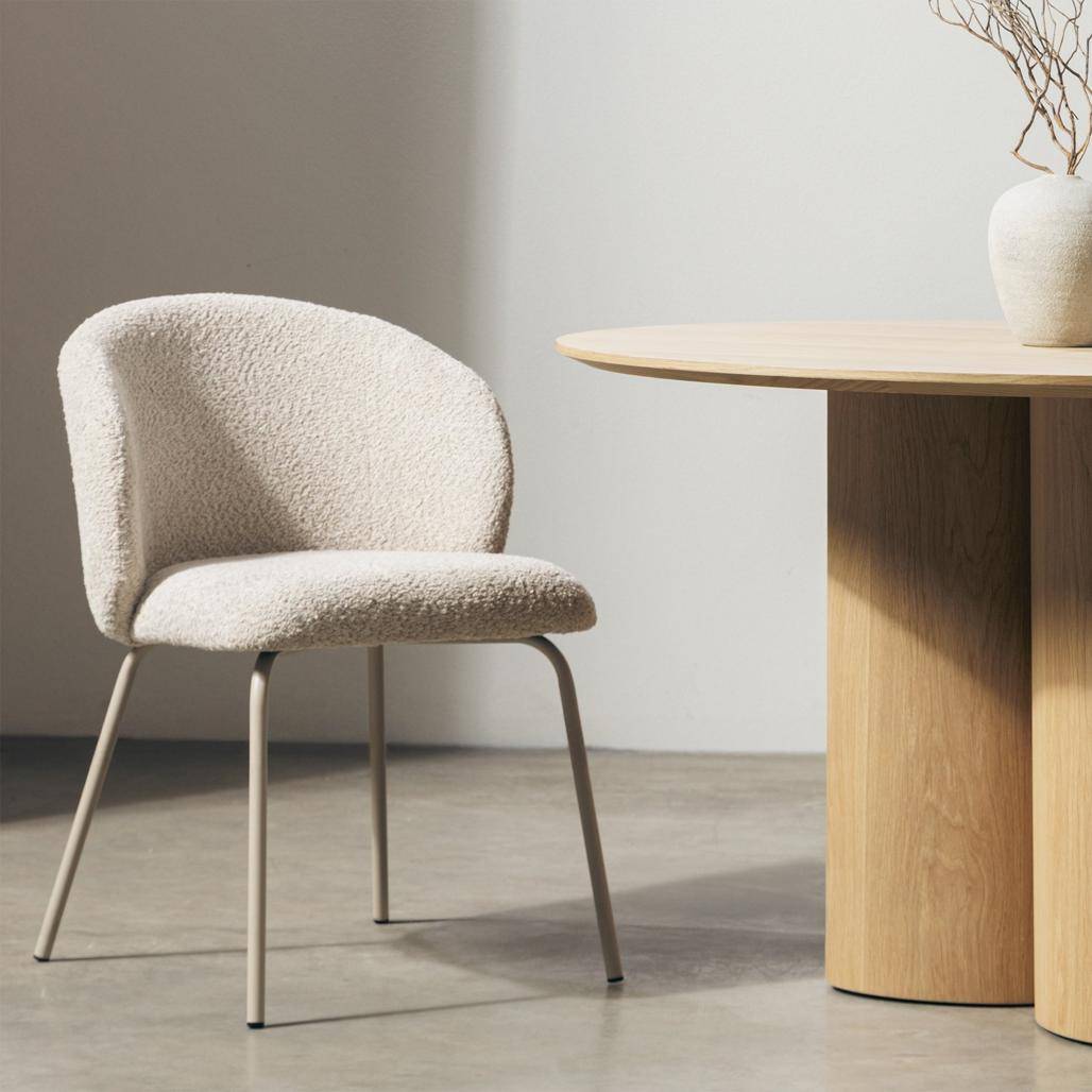 Sedia da pranzo LUEUR, beige, gambe beige