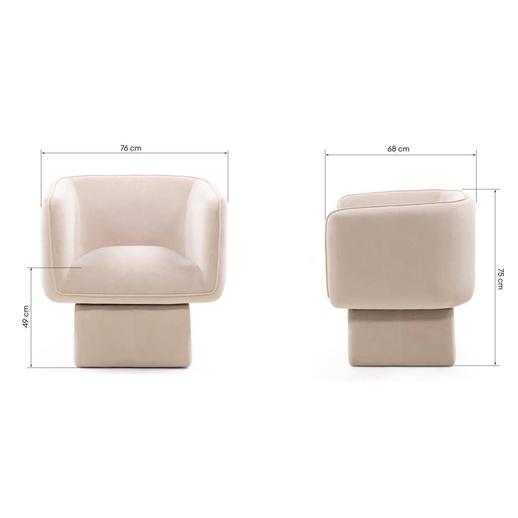 Sedia girevole MAREL beige chiaro velluto