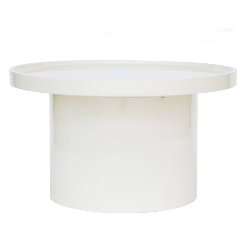 Tavolino CHAN Ø70 cm, bianco, lucido