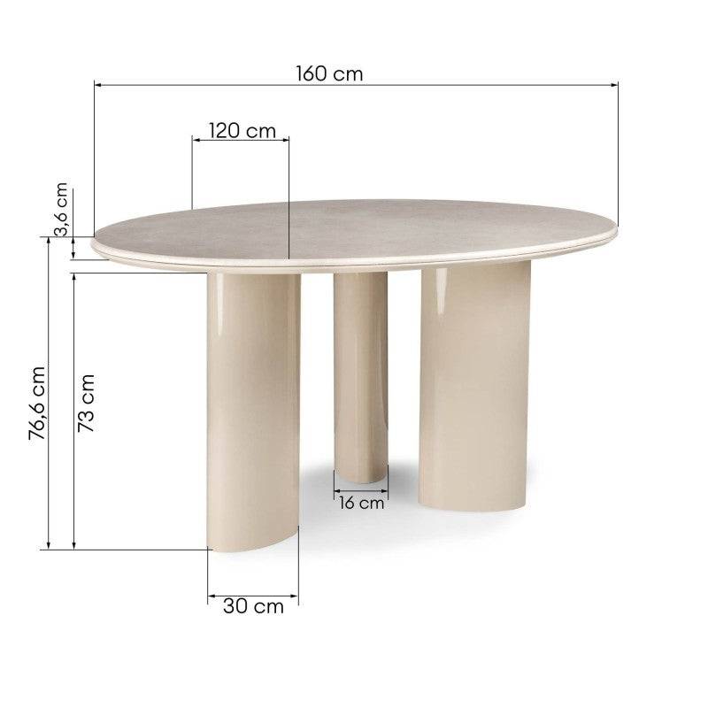 RIONA Tavolo da Pranzo 160 cm, Beige Chiaro/Marmo