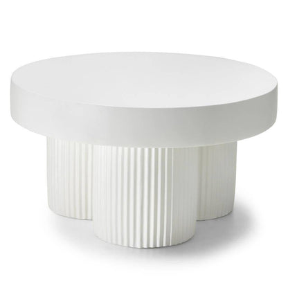 Beistelltisch RIGATO 70 cm, rund, weiß, geriffelt