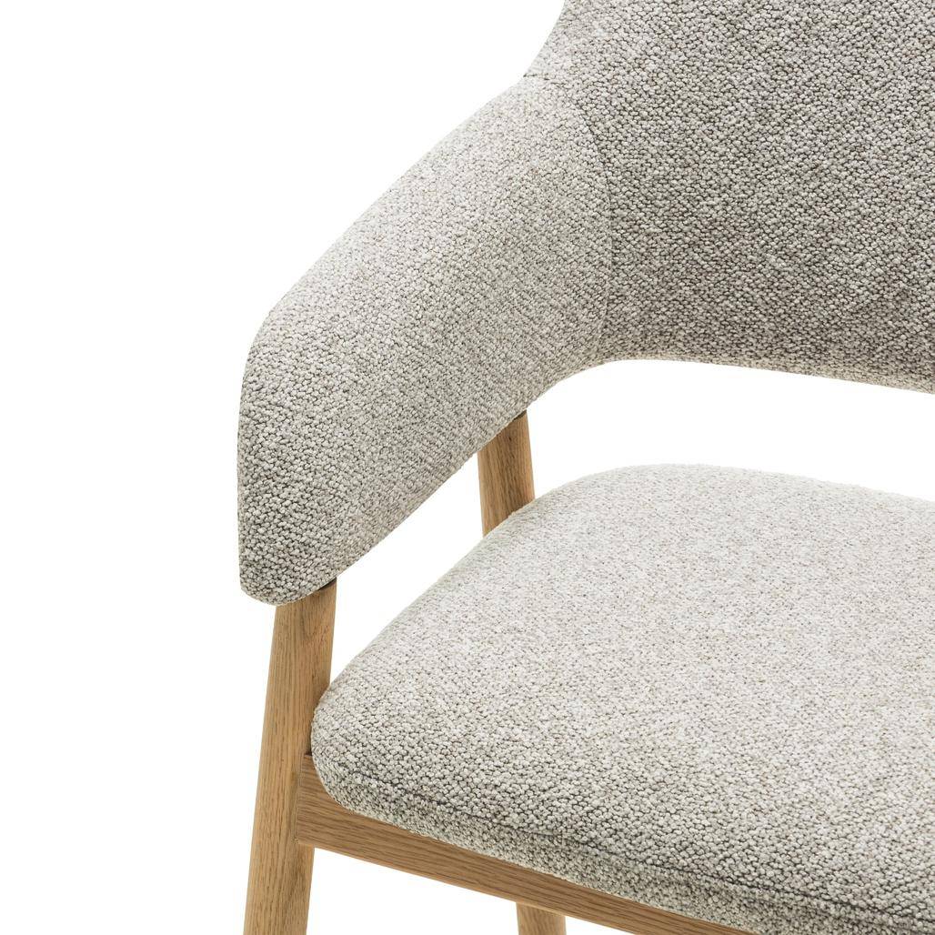 Sedia imbottita LORA, grigio chiaro, bouclé/quercia
