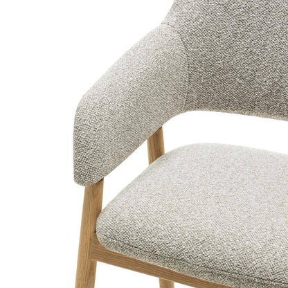 Sedia imbottita LORA, grigio chiaro, bouclé/quercia