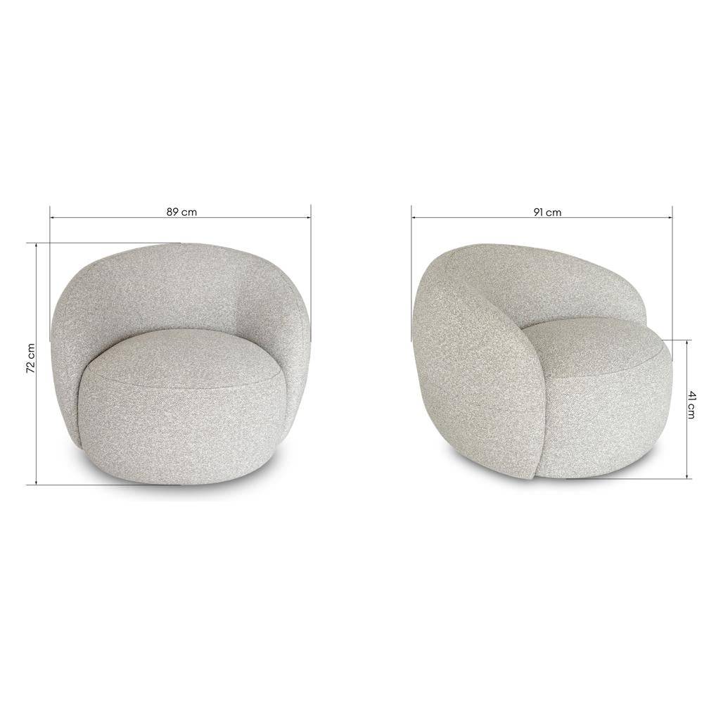 Poltrona Girevole NORA, Beige, Forme Arrotondate