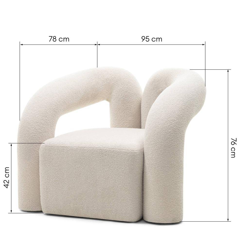 Gepolsterter Sessel SELLEL, hellbeige, Bouclé