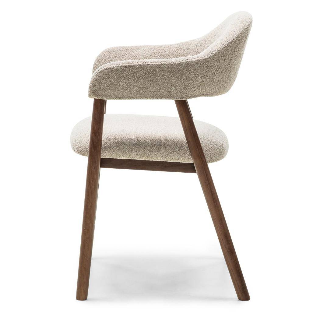 Polsterstuhl LARIS Beige Bouclé/Nussbaum